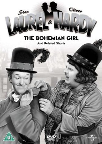 DVD cover featuring black-and-white image of Laurel and Hardy in top hats.