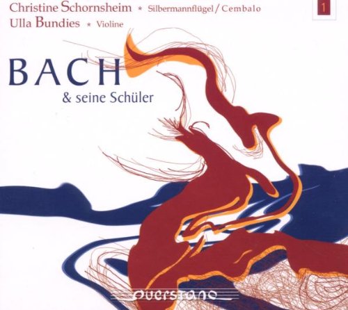 "CD cover with abstract violin illustration, white background, and 'Bach & seine Schüler' text."