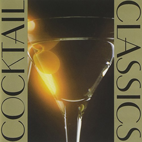 A martini glass with a golden glow, surrounded by "Cocktail Classics" text on beige borders.