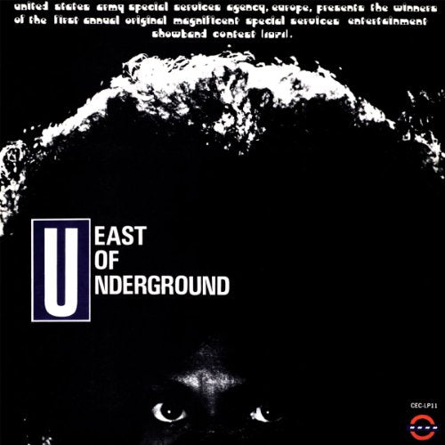 CD cover for "East Of Underground - Hell Below" with abstract imagery.