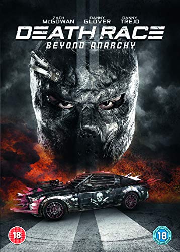 "Death Race Beyond Anarchy DVD cover featuring a masked driver and a black car."