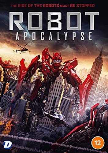 DVD cover for "Robot Apocalypse" featuring red robots and a city skyline.