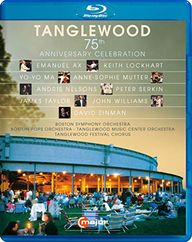 Blu-ray cover for Tanglewood 75th Anniversary Celebration featuring an outdoor concert venue and audience.