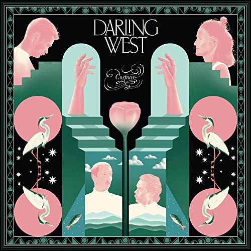 Darling West “Cosmos” vinyl album cover with surreal, illustrated figures.