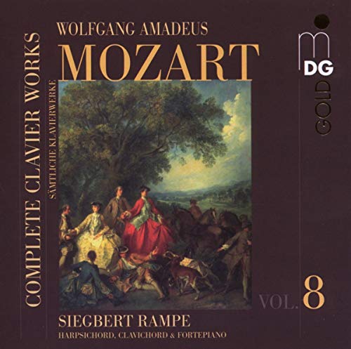 CD cover for Mozart’s complete clavier works, Vol. 8, featuring landscape painting.