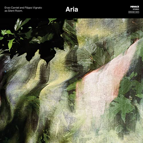 CD cover for "Aria" by Silent Room, featuring abstract green and pink foliage.