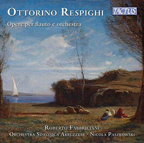 "CD cover featuring a serene seascape painting with 'Ottorino Respighi' and 'Roberto Fabbriciani'."