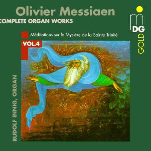 A green CD cover featuring an abstract painting of a person surrounded by flowing blue fabric.