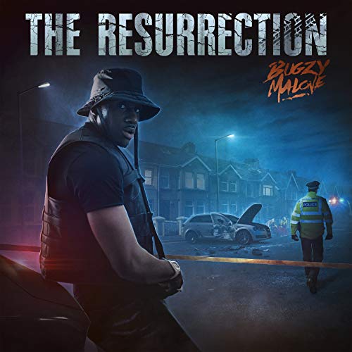 Album cover for Bugzy Malone’s “The Resurrection” featuring a man and police.