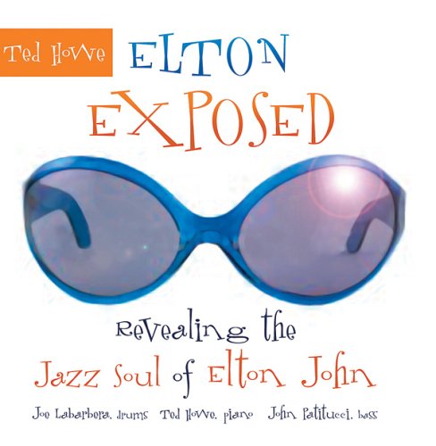 CD cover featuring bright blue sunglasses and text: “Elton Exposed.”