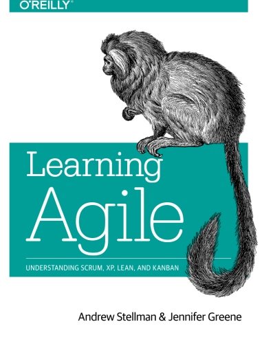 Book cover with a monkey illustration, titled "Learning Agile" on a teal background.