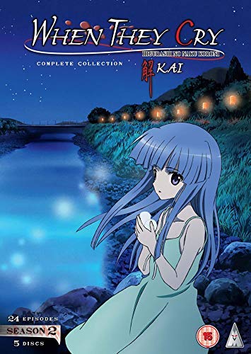 When They Cry: Kai" DVD cover with blue-haired anime girl by water.