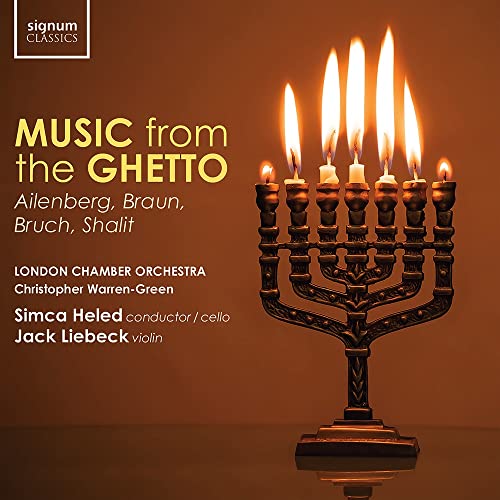 CD cover: burning candles in a menorah, text reading "Music from the Ghetto".