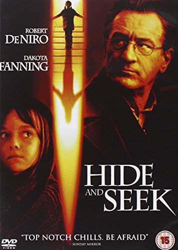 Hide And Seek" DVD cover with Robert De Niro, Dakota Fanning, and a shadow.