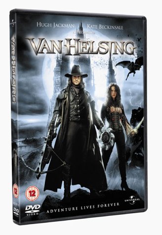 DVD case for "Van Helsing" with Hugh Jackman and Kate Beckinsale on the cover.