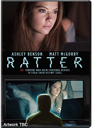 DVD cover for "Ratter" featuring a woman's worried face and a hooded figure.