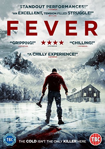 DVD cover for "Fever" showing a man with an axe on frozen lake.