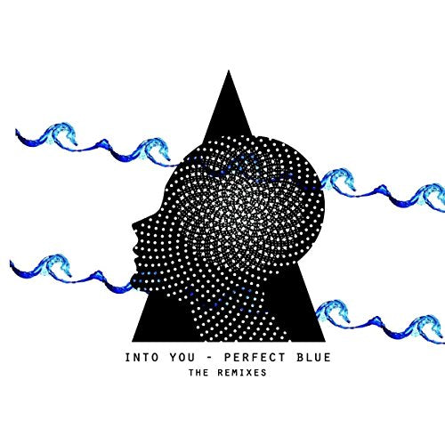 Black silhouette of a head with blue waves on a white background.