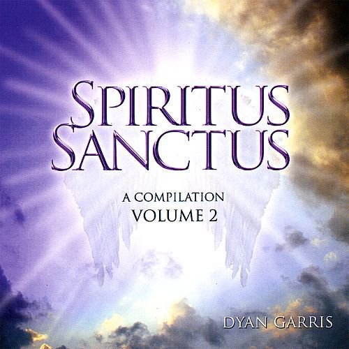 "CD cover with 'Spiritus Sanctus' in purple text, cloudy background, and 'Dyan Garris' at the bottom."