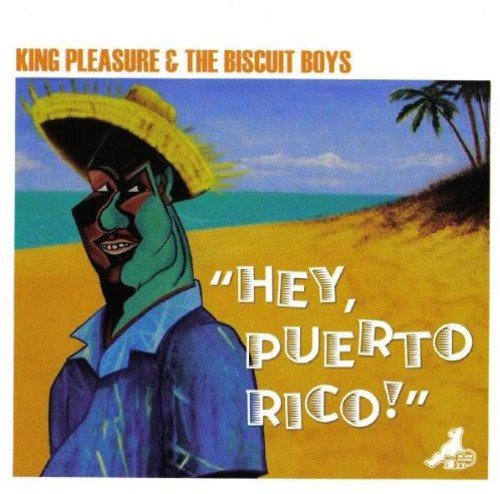 "Album cover art featuring a man on a beach with 'Hey Puerto Rico' text."