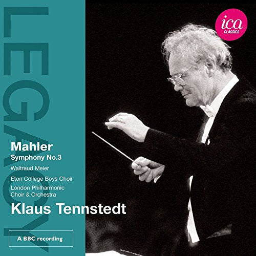 CD cover with conductor Klaus Tennstedt holding a baton, on a teal background.