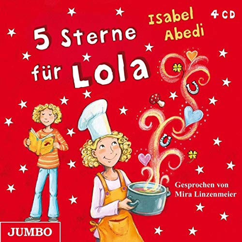 Red children's CD cover featuring cartoon girl with cooking pot and another girl reading.