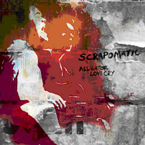 "Album cover with abstract, mixed-media art featuring a figure and 'Scrapomatic' text."