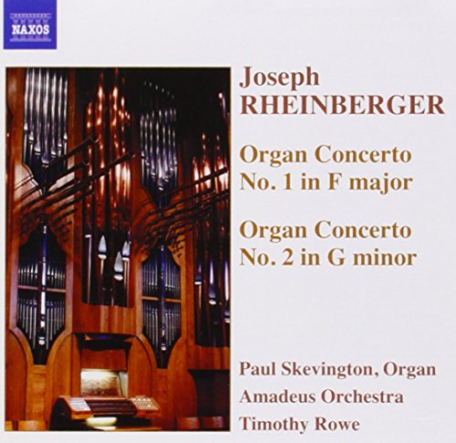 CD cover featuring a pipe organ, text naming composers Rheinberger and Skevington.