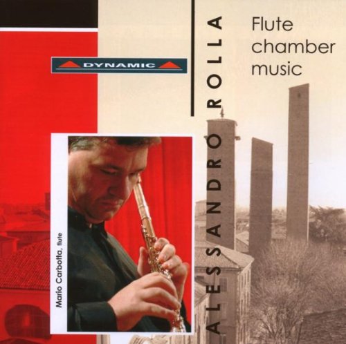 "CD cover with a man playing flute, 'Alessandro Rolla' and 'Flute chamber music' text."