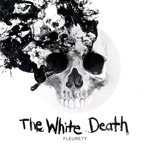 A vinyl album cover featuring a white skull with black paint splatters on a white background.