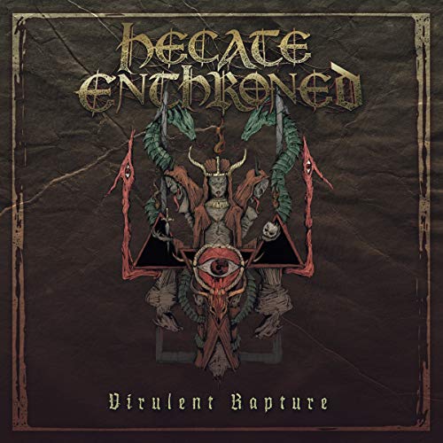 Dark album cover featuring a horned figure on a throne with snakes.