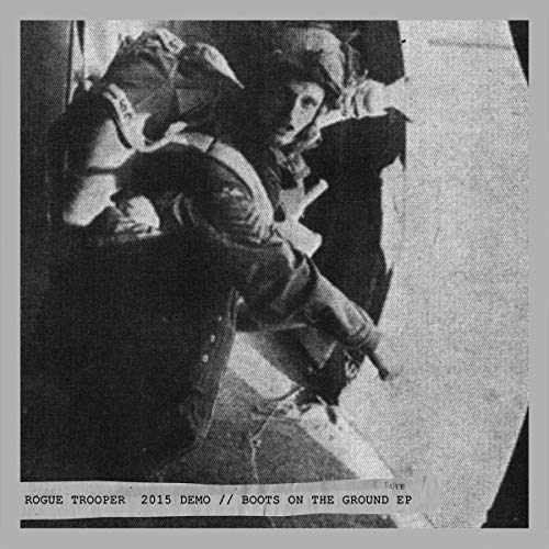 Black and white vinyl record cover featuring a soldier in combat gear.