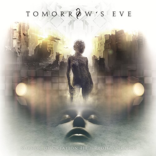 Album cover: futuristic cityscape with a figure and glowing lights.