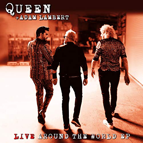Queen + Adam Lambert album cover: three figures walking away from camera.