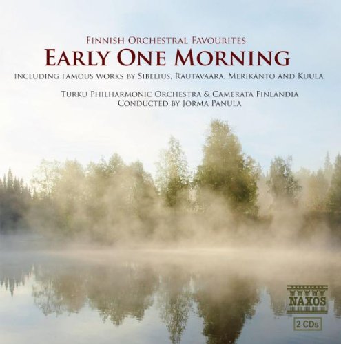 "CD cover with misty forest lake scene and red title text."