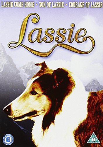DVD cover featuring Lassie, a collie, with mountains in the background.