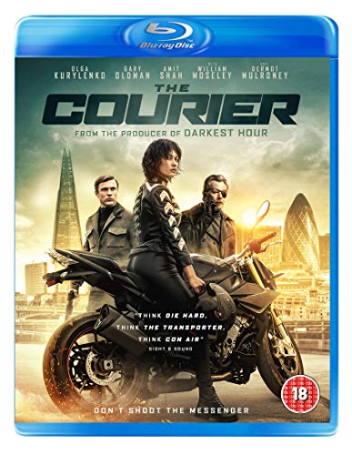 "The Courier" Blu-ray case with cover art featuring a woman on a motorcycle.