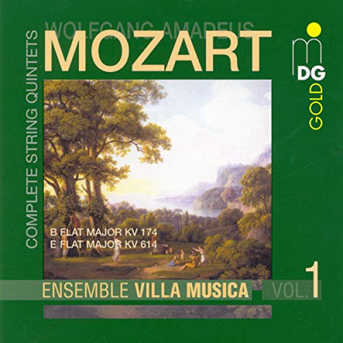 CD cover for Mozart’s string quintets, featuring a landscape painting.