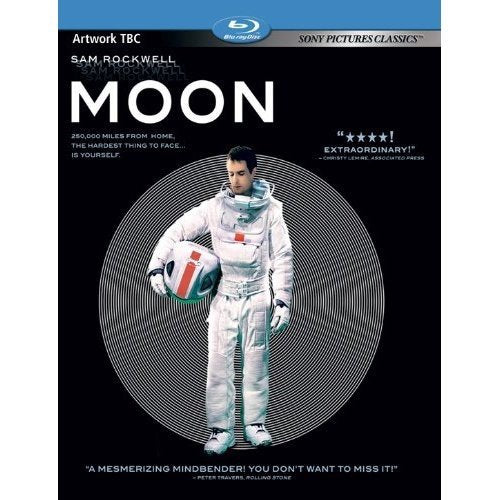 "Moon Blu-ray cover featuring an astronaut in a white spacesuit against a black background."
