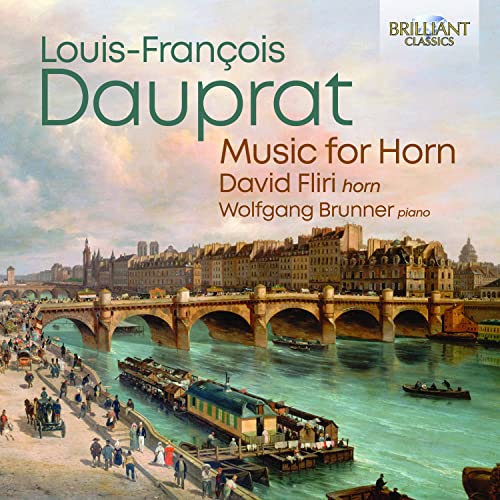 CD cover for “Dauprat: Music for Horn” featuring a bridge and city scene.