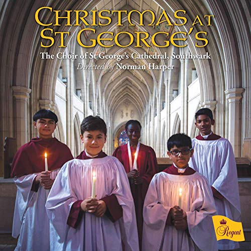 "CD cover featuring five choir boys holding candles in a cathedral, with title text."