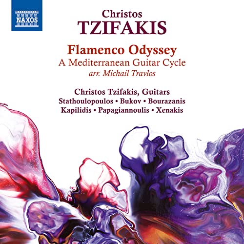 CD cover for Christos Tzifakis’ “Flamenco Odyssey” with abstract art.