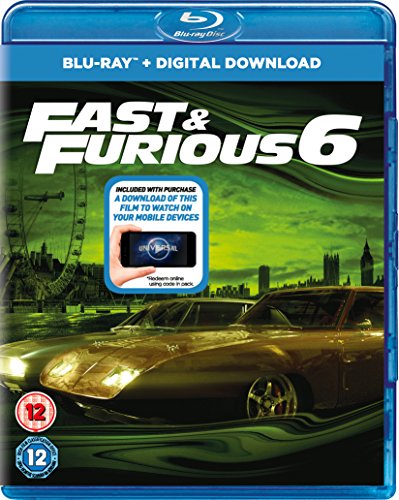 Blu-ray case for "Fast & Furious 6" with cars and London skyline.