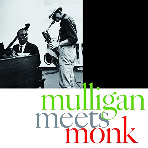 "Album cover with black and white photo of two jazz musicians and colorful text."