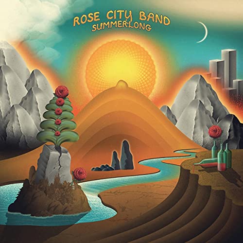 CD cover: mountains, sun, river, and stylized green tree with red flowers.