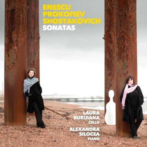 "CD cover with two women standing by rusty pillars, featuring text with artist and song names."