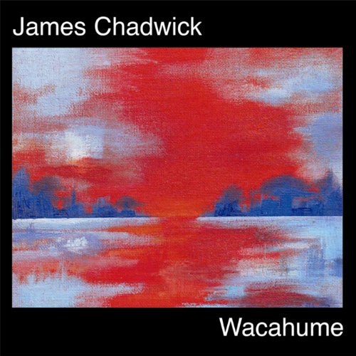 Album cover with red, blue, and white abstract painting on a black background.