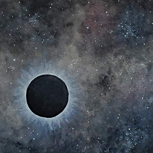 Watercolor painting of a dark void surrounded by a starry, cosmic eye.