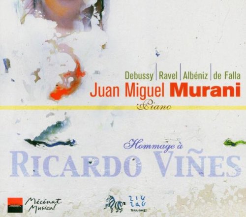 "CD cover with abstract art, text 'Juan Miguel Murani Piano' and 'Hommage à Ricardo Viñes'."