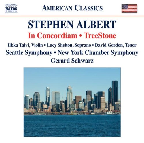 "CD cover featuring a Seattle city skyline with water and blue sky."